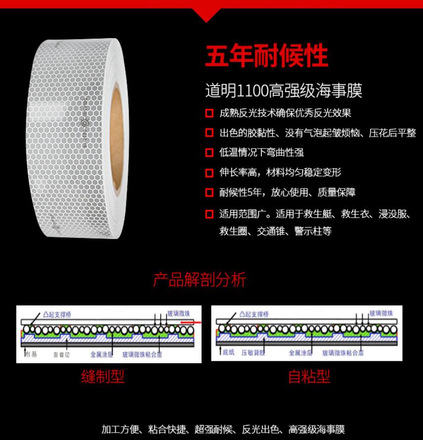 DM1100海事反光膜,CCS救生衣反光條,救生圈反光貼